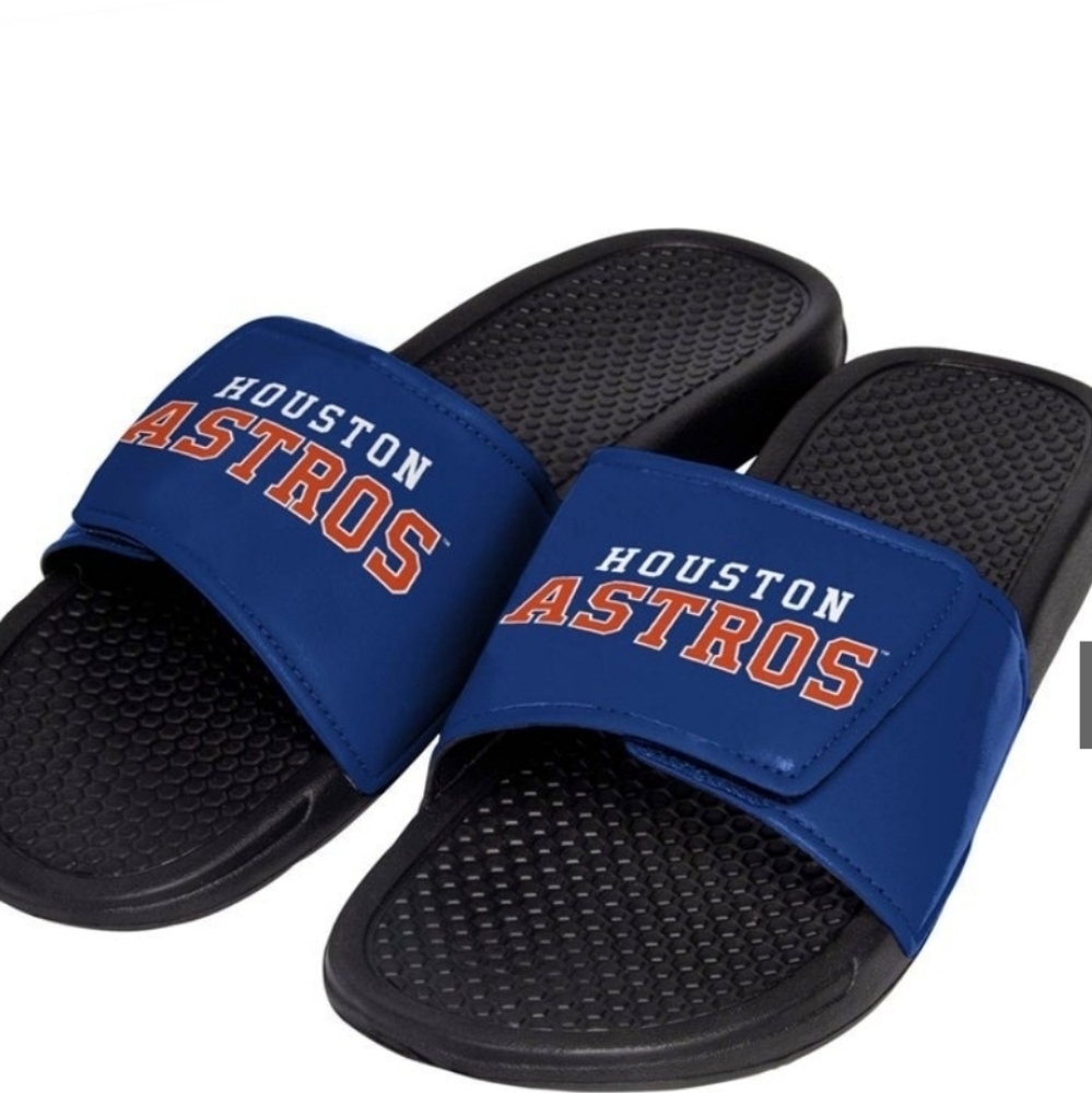 Houston Astros Cropped Big Logo Slide Flip Flops Kid's Size 4-5